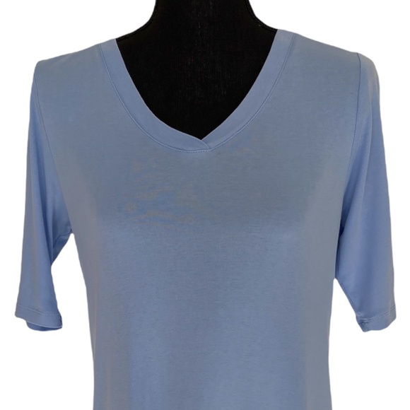 ☀️ J JILL Perfect Pima V-neck Elbow Sleeve Tee, Size Small - Picture 2 of 7